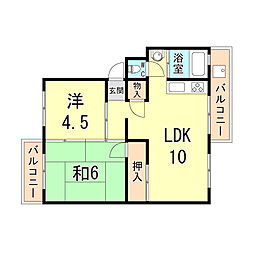 宮川荘 2LDKの間取図画像