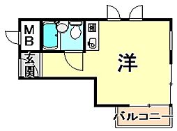 メモリーハイム ワンルームの間取図画像