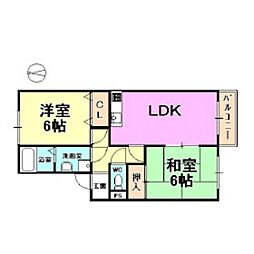 メイプルハイツ 2LDKの間取図画像