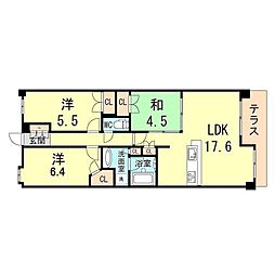 パークシュロス芦屋 3LDKの間取図画像