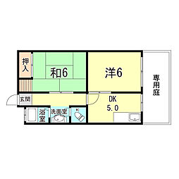 ヴィラ本山 2DKの間取図画像