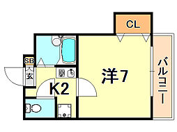 灘南ビル 1Kの間取図画像