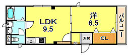 クレッソ六甲道 1LDKの間取図画像