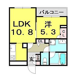 PureGardensOkamoto 1LDKの間取図画像