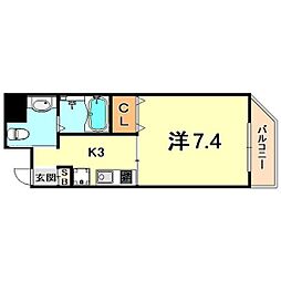 シティフラット六甲道 1Kの間取図画像