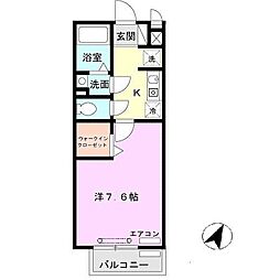 セジュール西岡本 1Kの間取図画像