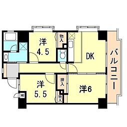 藤和シティホームズ深江 3DKの間取図画像