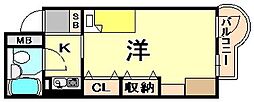 ラフェブランシュ岡本 ワンルームの間取図画像