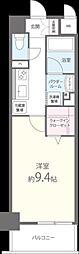 シュロスフォン甲南 1Kの間取図画像