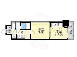 大阪市天王寺区生玉町マンション 2Kの間取図画像