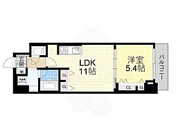 スプランディット上本町WESTII 1LDKの間取図画像