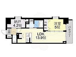 大阪市天王寺区生玉町マンション 1SLDKの間取図画像