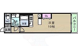 クラウンハイム本町EAST 4階ワンルームの間取り
