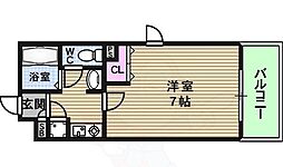 ジュネーゼ大阪城南 5階1Kの間取り