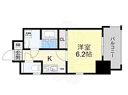 Osaka Metro千日前線 鶴橋駅 徒歩3分の賃貸マンション 13階1Kの間取り