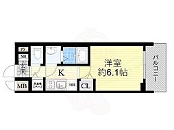 ララプレイス大阪城公園ヴェルデ 8階1Kの間取り