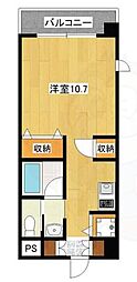 ディアグランデ難波東 2階ワンルームの間取り
