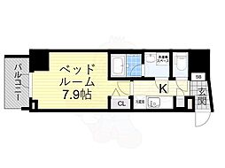 大阪市天王寺区寺田町2丁目マンション 1Kの間取図画像