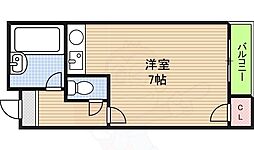 JPアパートメント新深江 ワンルームの間取図画像