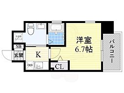 レジディア谷町 1Kの間取図画像