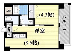 アニマーレ長堀 ワンルームの間取図画像