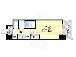 プレサンス堺筋本町センティス 1Kの間取図画像