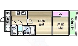 エグゼ難波東 2Kの間取図画像