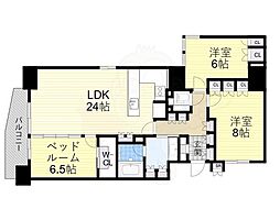 リバーガーデン四天王寺 3LDKの間取図画像