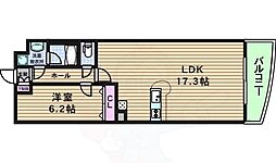 セレッソコート上本町EAST ワンルームの間取図画像