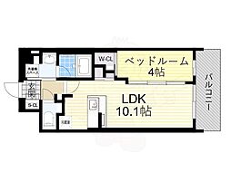 大阪市中央区淡路町1丁目マンション 1LDKの間取図画像