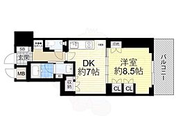 ルネフラッツ谷町四丁目 1DKの間取図画像