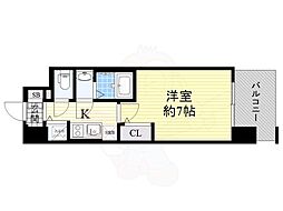 エスリード松屋町サウス 1Kの間取図画像