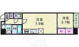 ラルテ天王寺 1LDKの間取図画像
