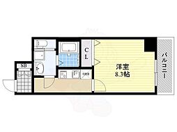 EXE天王寺2 1Kの間取図画像