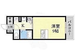 メゾン・デ・ノムラ島之内 ワンルームの間取図画像
