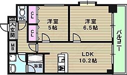 メゾン・デ・ノムラ島之内 2LDKの間取図画像