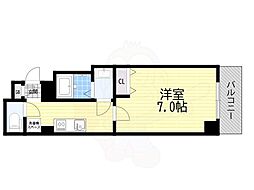 ルミエール瓦屋町 1Kの間取図画像