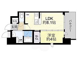 エステムコート谷町9丁目 1LDKの間取図画像