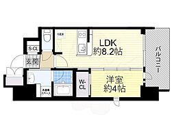エステムコート谷町9丁目 1LDKの間取図画像