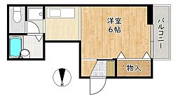 セジュールまどか 1階ワンルームの間取り