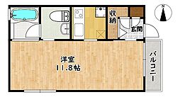 岫雲館 3階ワンルームの間取り