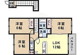 プロムナード笹部2  ｜ 兵庫県川西市笹部３丁目3番15号（賃貸アパート3LDK・2階・67.83㎡） その2