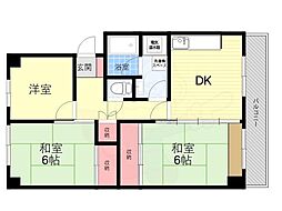 栄南団地10号棟 3DKの間取図画像