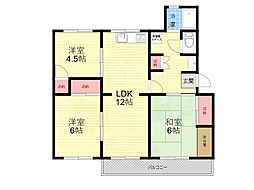 清和台住宅団地1号棟 3LDKの間取図画像