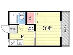 ペニーレイン ワンルームの間取図画像