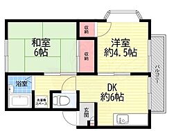 ハイツグリーンリッチ 2DKの間取図画像
