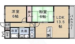 ひよハイツ 2LDKの間取図画像