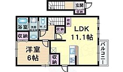 プロムナード笹部 1LDKの間取図画像