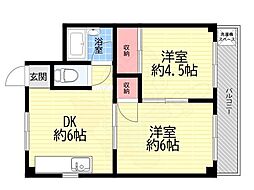 クボタハイツ 2DKの間取図画像