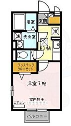 ピア東久代 1Kの間取図画像